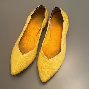 Rothy’s pointy toe yellow flats, in good used condition marigold knit